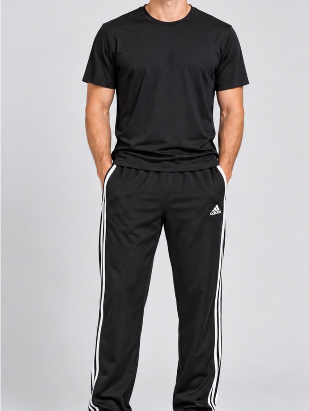 adidas Black Joggers with White Three-Stripe Detail